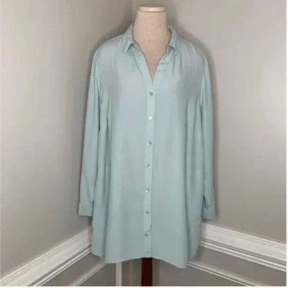 J. Jill Long Sleeve Mint Colored Button Up Shirt Size 1X